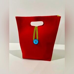 Creative red with lime felt purse
